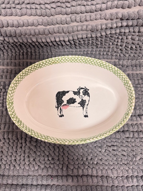 Other - Vintage Teamson Folk Craft Cow Oval Stoneware Dish | Farmhouse Serving Bowl